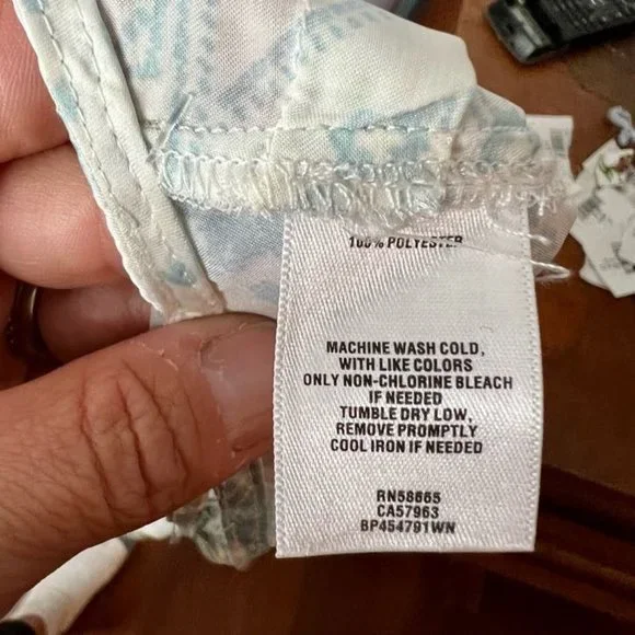 BP White Light Blue Printed Tie Back Scarf Crop Top Women's Plus Size 1X - Picture 7 of 8